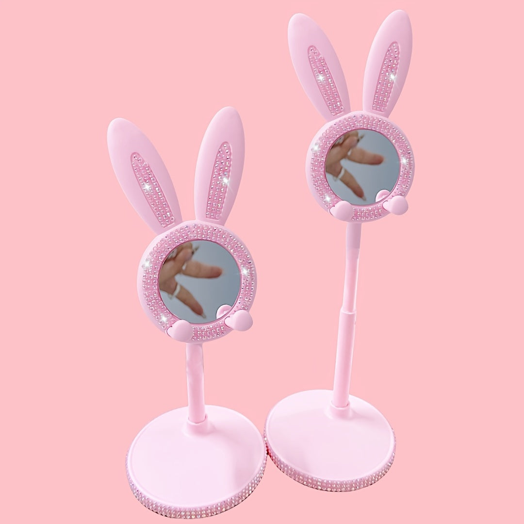 Uchwyt na telefon króliczek z kryształkami i lusterkiem!