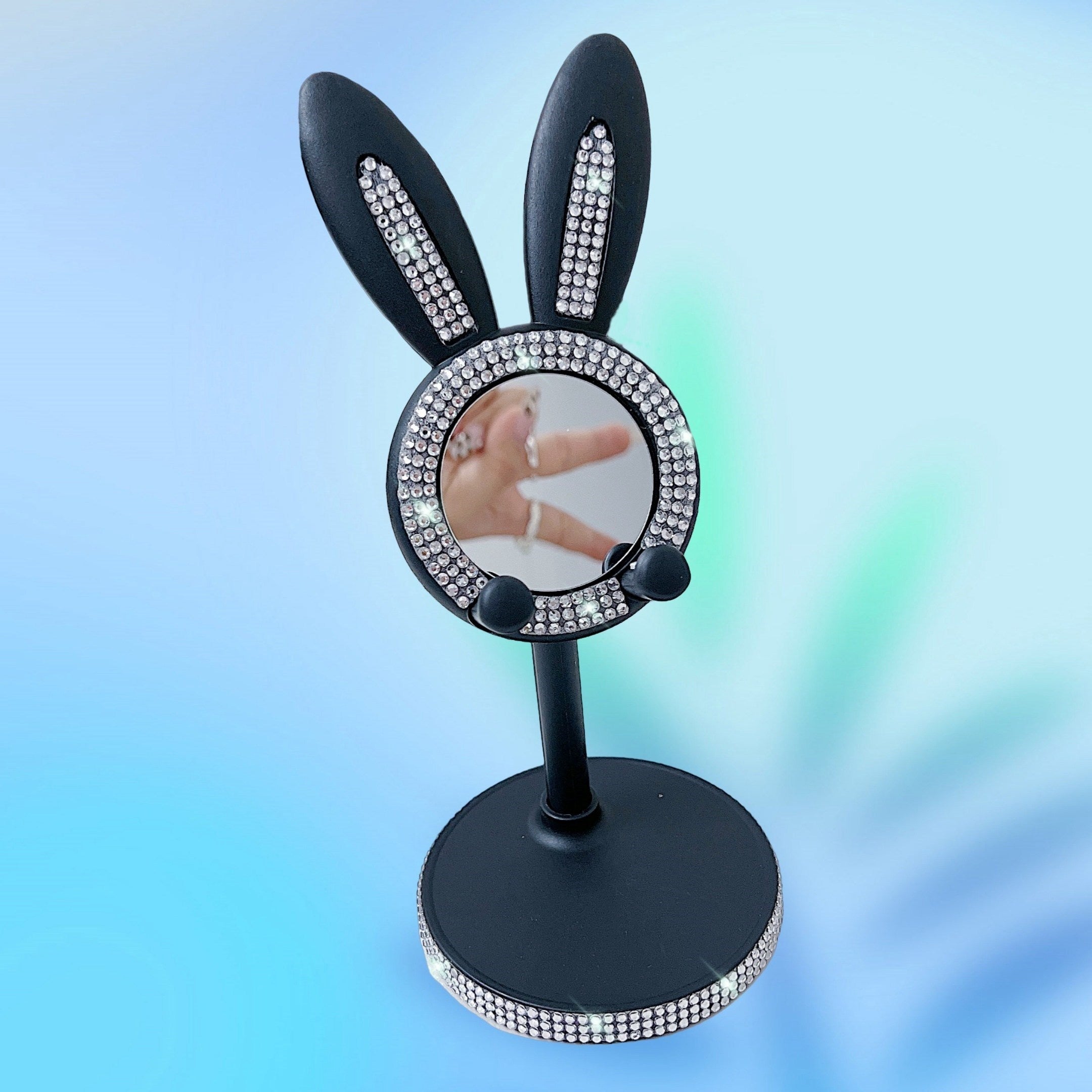 Uchwyt na telefon króliczek z kryształkami i lusterkiem!