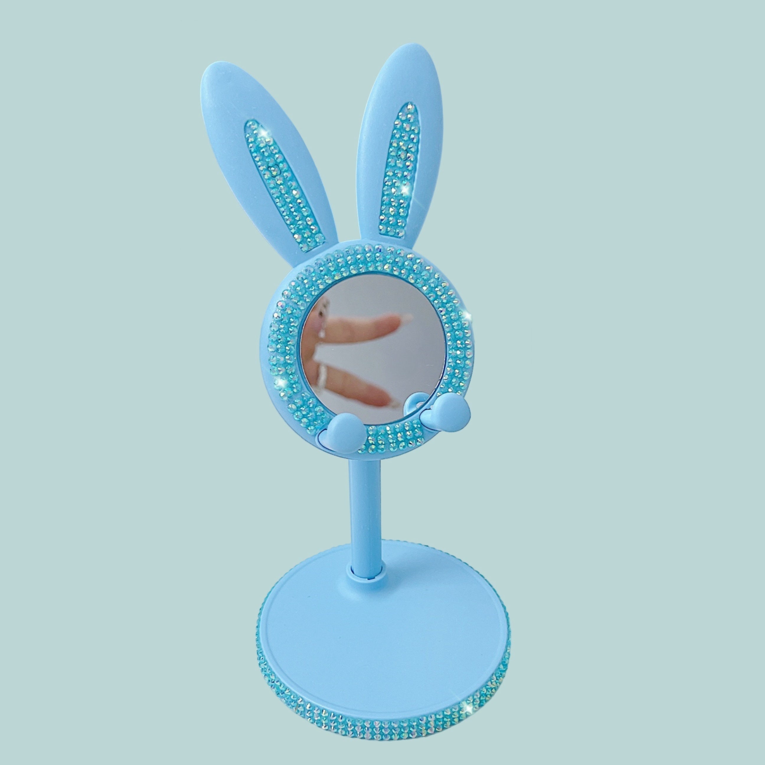 Uchwyt na telefon króliczek z kryształkami i lusterkiem!